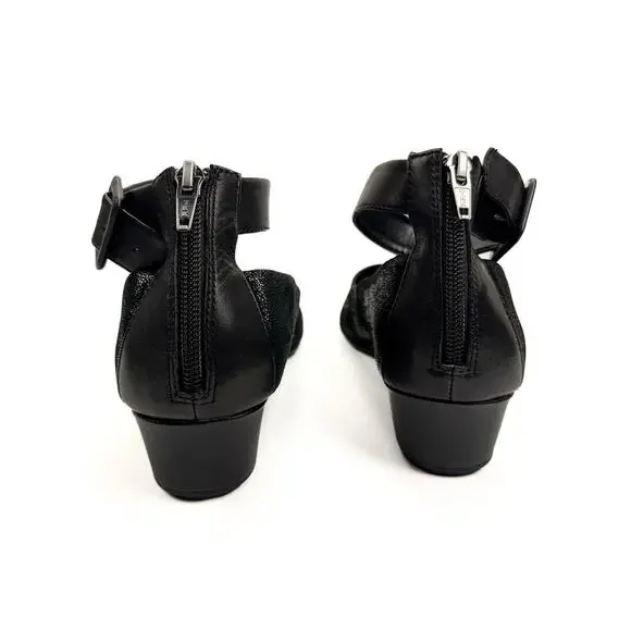 easyspirit e360 Glossy‎ Leather Stretch Pointed Toe Zip Wedge Low Heel 8.5 Wide - Picture 6 of 13